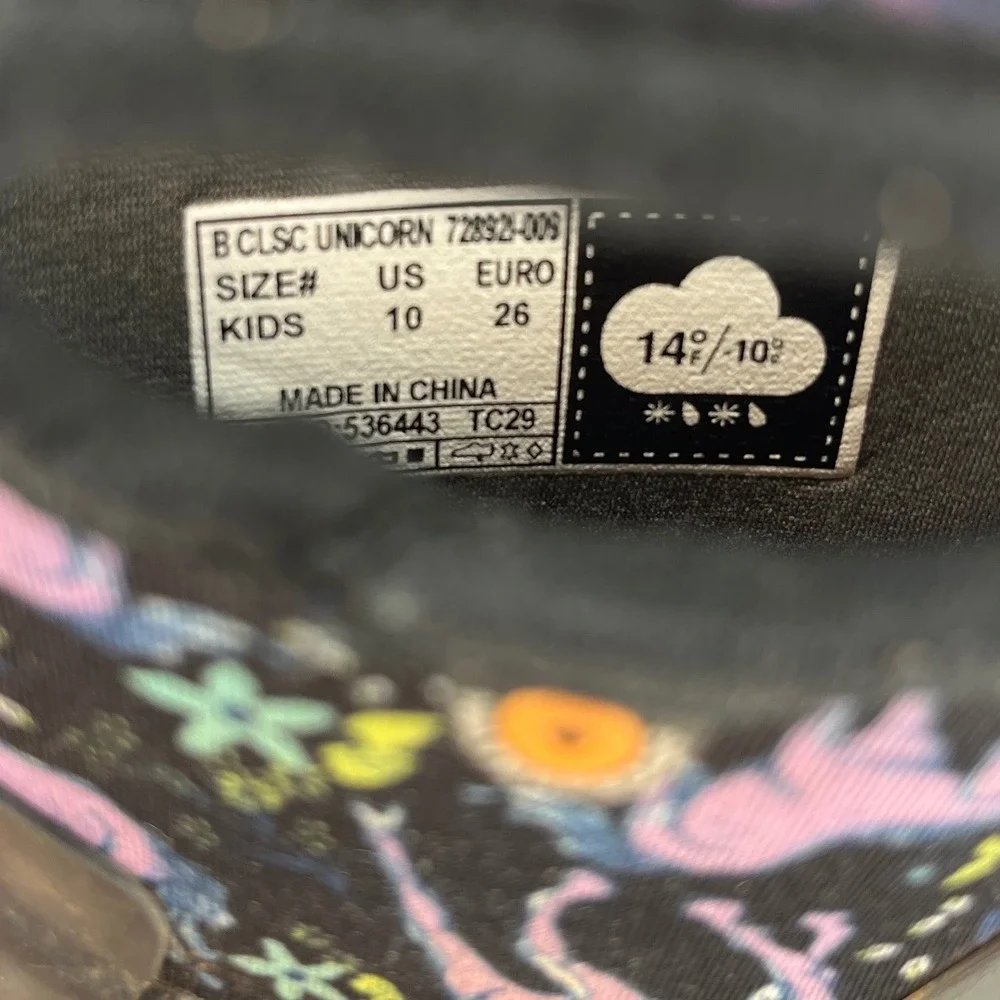 Bogs Classic Unicorn Boots Kids Size 10 Black Multi Good Waterproof Insulated